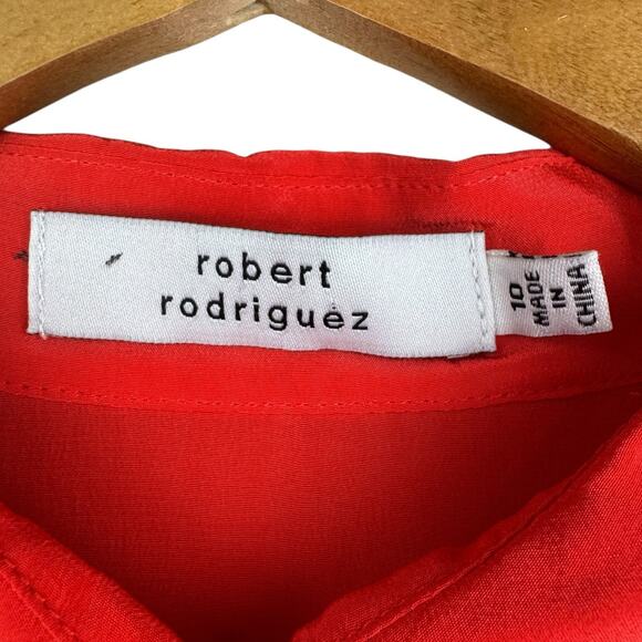 Robert Rodriguez 100% Silk Orange Long Sleeve Button Up Collared Blouse Top - Picture 10 of 12